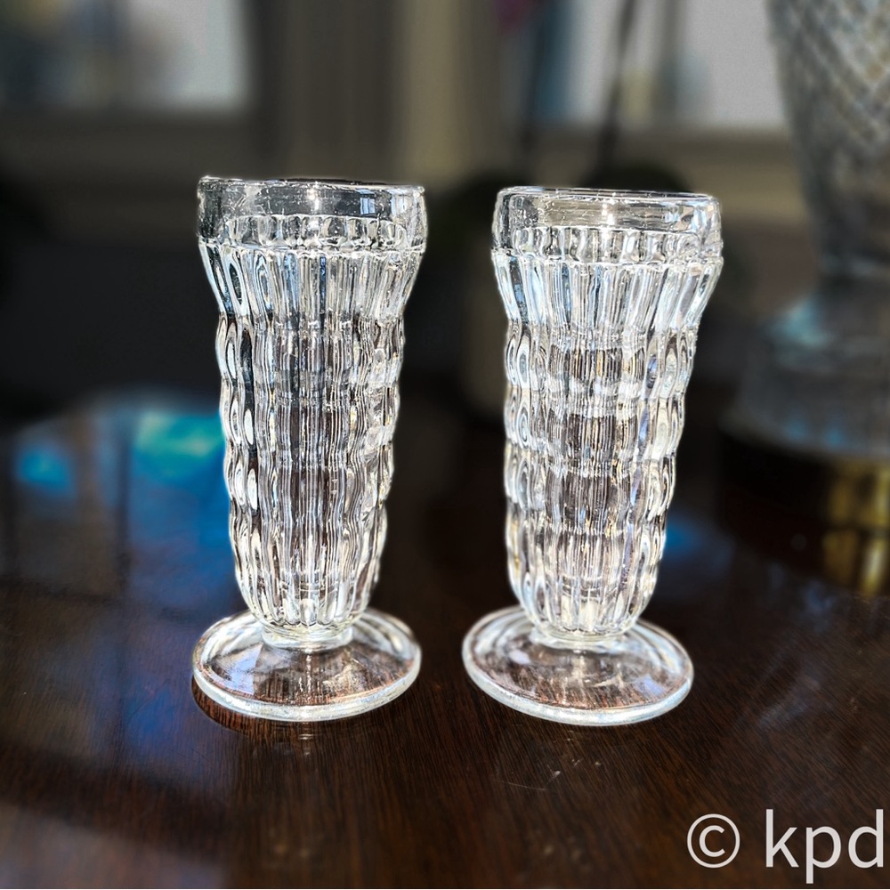 2  Vintage Jeannette Glass Co Juice Glasses JEG3 Pattern circa. 1930’s
